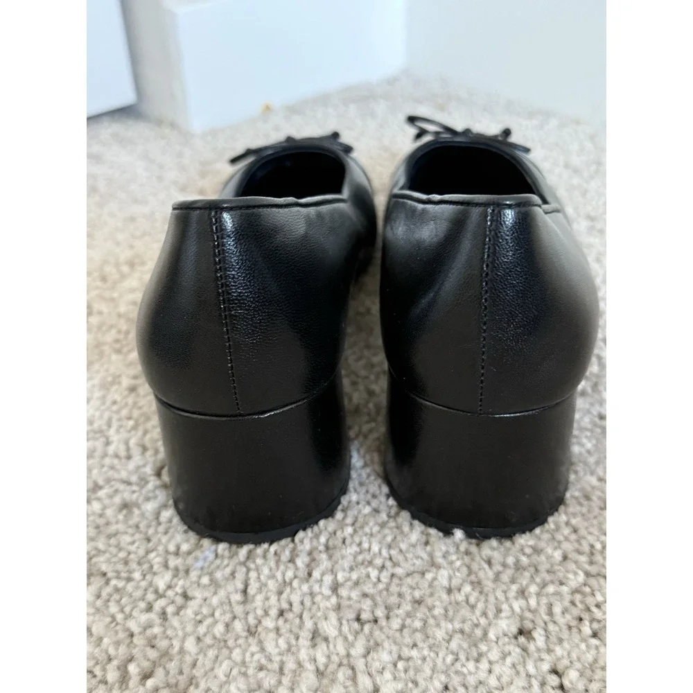 tory burch 44.5MM Cap Toe Ballet Pumps Black Leather Size 9.5